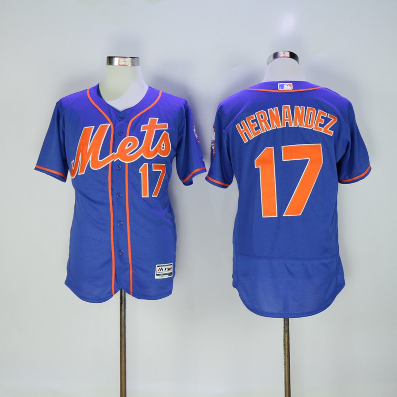Men New York Mets #17 Hernandez Blue Throwback Elite MLB Jerseys->new york mets->MLB Jersey
